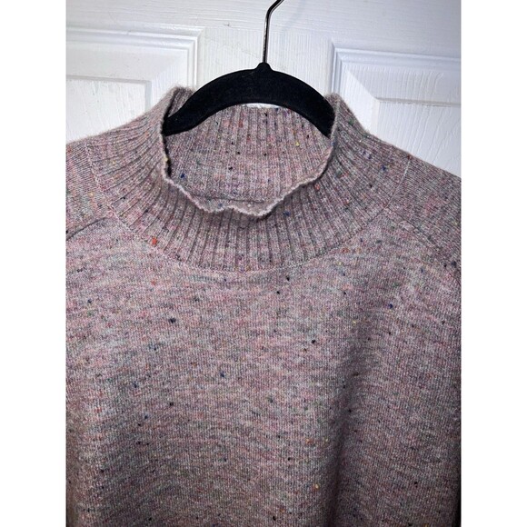 Ann Taylor LOFT Confetti Knit Sweater Womens L Mock Neck Tunic Relaxed Modest - Picture 2 of 8